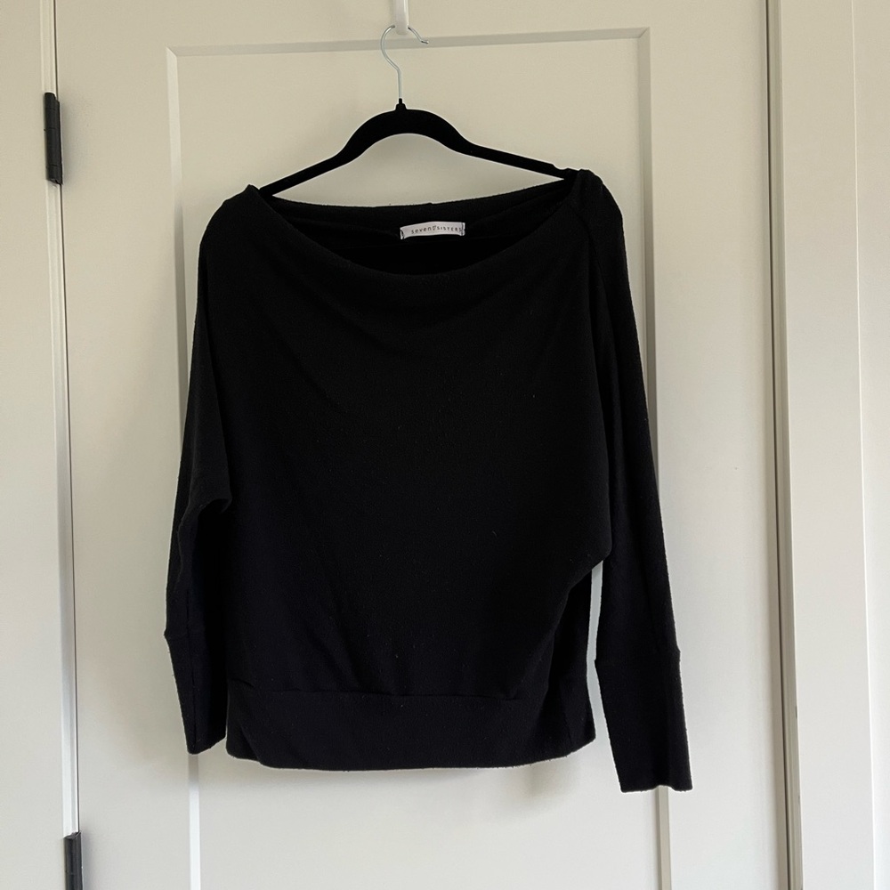 Scoop neck black semi-sheer top